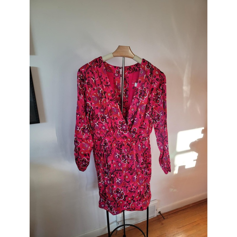 Maeve by Anthropologie 100% Viscose Mini Faux Wrap Dress Women Medium